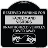 Signmission Reserved Parking for Faculty and Visitors Unauthorized Vehicles Towed Away, A-DES-BS-1818-23103 A-DES-BS-1818-23103